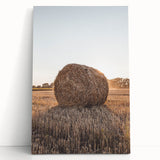 Farmhouse Wall Art - Hay Bale at Sunset for Rustic Country Decor