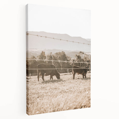 Farmhouse Wall Art - Cows Grazing in Pasture for Rustic Country Decor