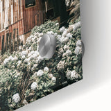 Farmhouse Wall Art - Rustic Barn with Garden Flowers for Country Decor