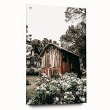 Farmhouse Wall Art - Rustic Barn with Garden Flowers for Country Decor