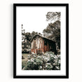 Farmhouse Wall Art - Rustic Barn with Garden Flowers for Country Decor