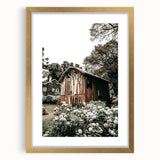 Farmhouse Wall Art - Rustic Barn with Garden Flowers for Country Decor