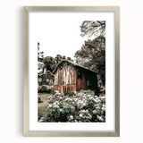 Farmhouse Wall Art - Rustic Barn with Garden Flowers for Country Decor