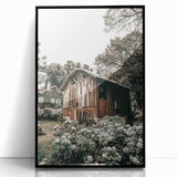 Farmhouse Wall Art - Rustic Barn with Garden Flowers for Country Decor