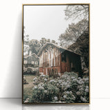 Farmhouse Wall Art - Rustic Barn with Garden Flowers for Country Decor