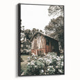 Farmhouse Wall Art - Rustic Barn with Garden Flowers for Country Decor