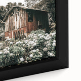 Farmhouse Wall Art - Rustic Barn with Garden Flowers for Country Decor