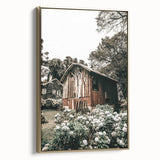 Farmhouse Wall Art - Rustic Barn with Garden Flowers for Country Decor