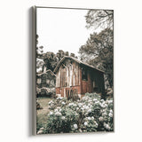 Farmhouse Wall Art - Rustic Barn with Garden Flowers for Country Decor