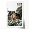 Farmhouse Wall Art - Rustic Barn with Garden Flowers for Country Decor