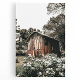 Farmhouse Wall Art - Rustic Barn with Garden Flowers for Country Decor