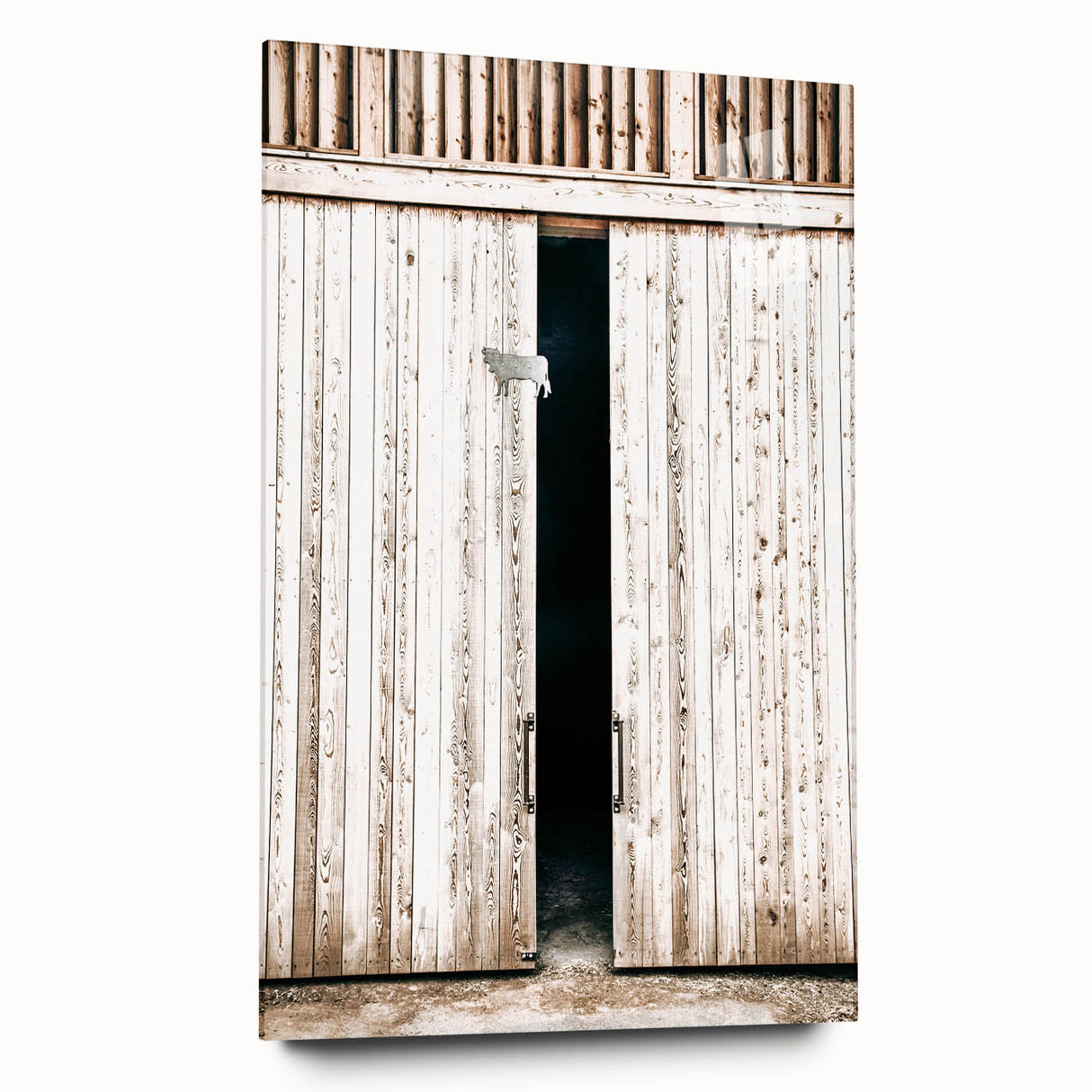 Rustic Farmhouse Wall Art with Wooden Barn Door - Vintage Country Style