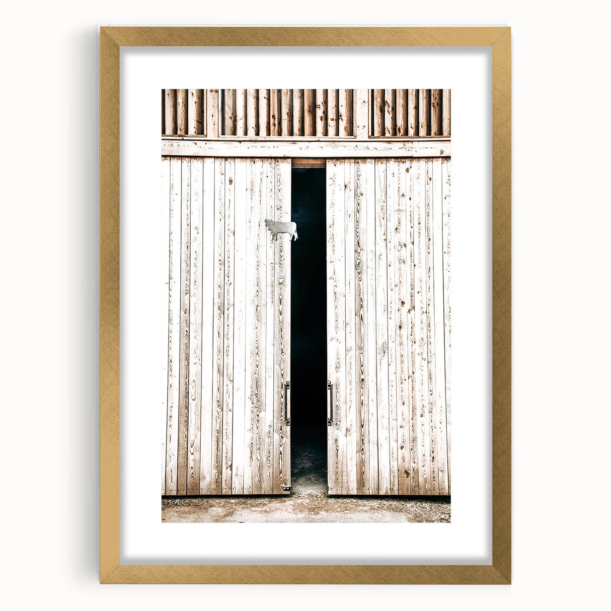 Rustic Farmhouse Wall Art with Wooden Barn Door - Vintage Country Style