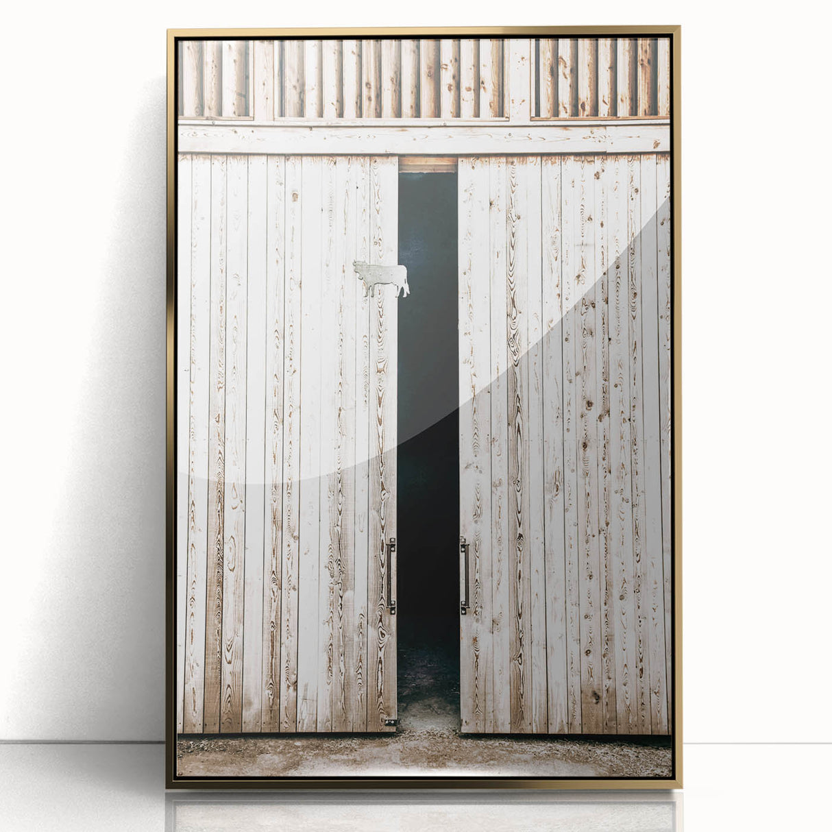 Rustic Farmhouse Wall Art with Wooden Barn Door - Vintage Country Style