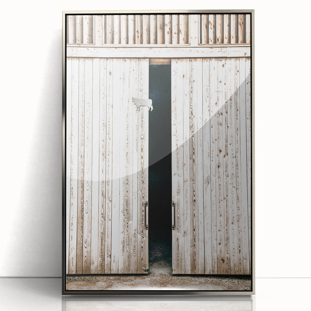 Rustic Farmhouse Wall Art with Wooden Barn Door - Vintage Country Style