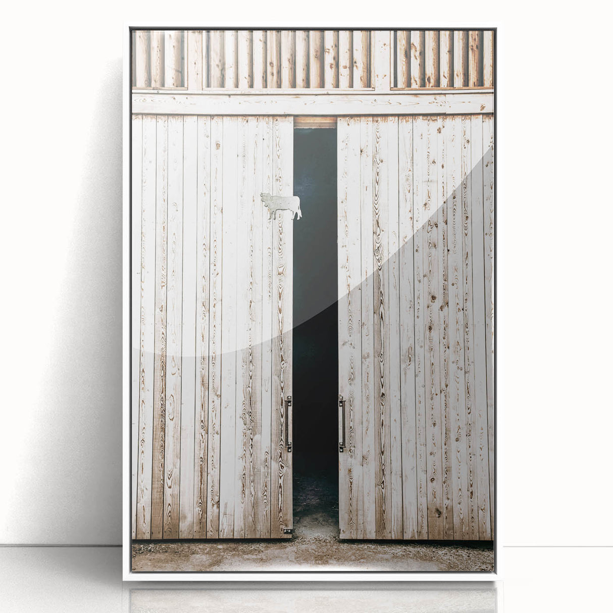 Rustic Farmhouse Wall Art with Wooden Barn Door - Vintage Country Style