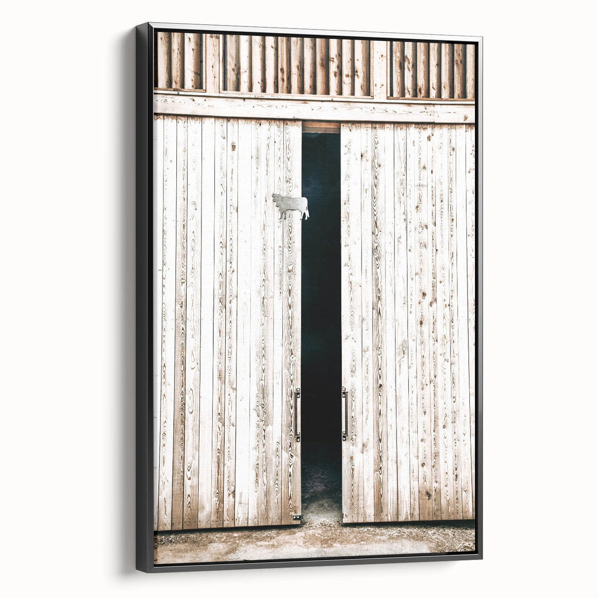 Rustic Farmhouse Wall Art with Wooden Barn Door - Vintage Country Style