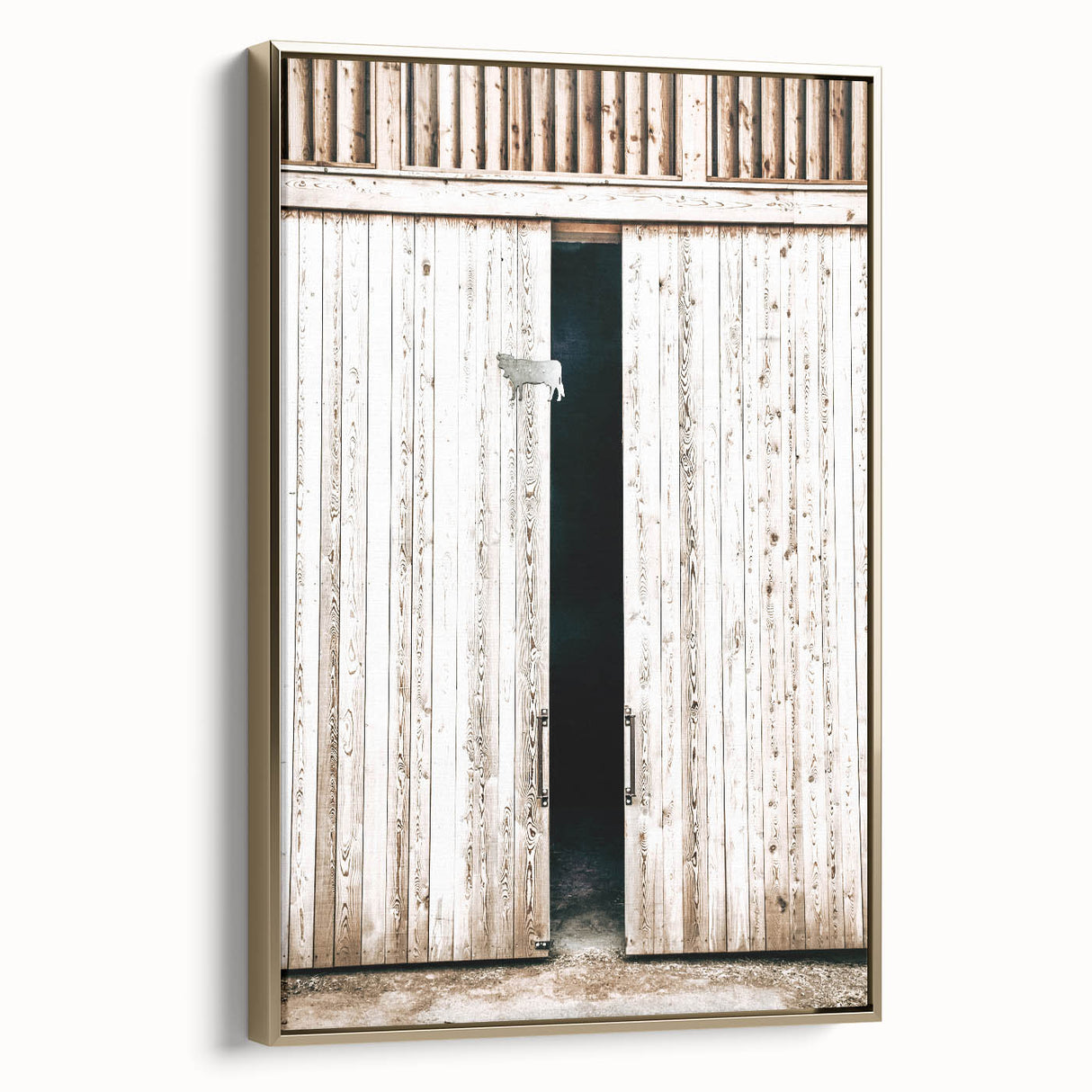 Rustic Farmhouse Wall Art with Wooden Barn Door - Vintage Country Style