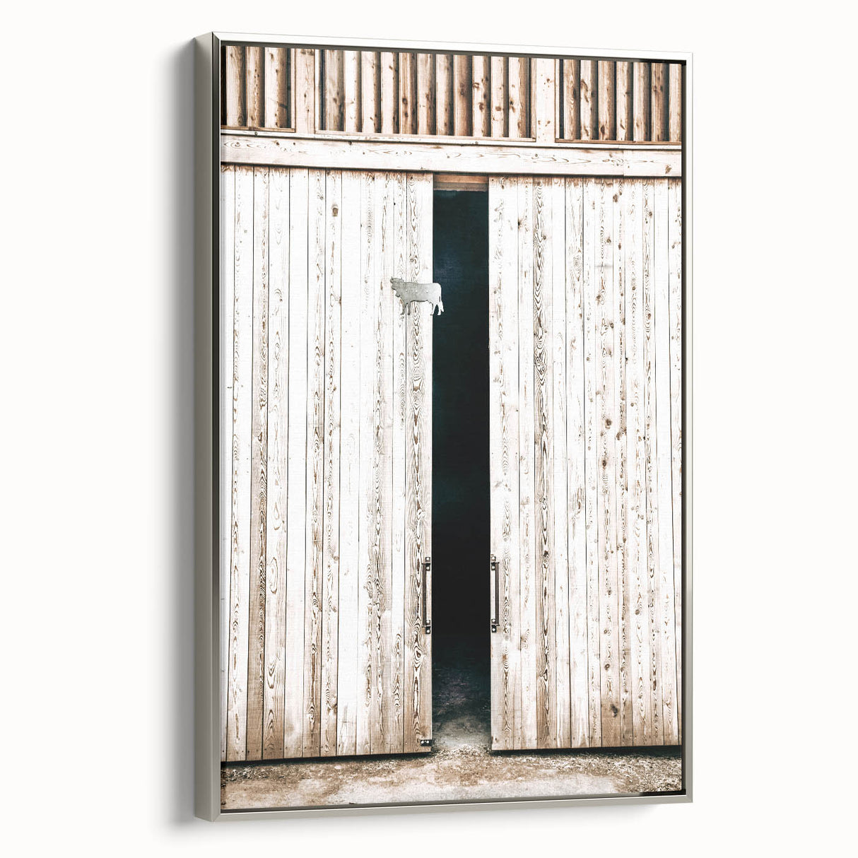 Rustic Farmhouse Wall Art with Wooden Barn Door - Vintage Country Style