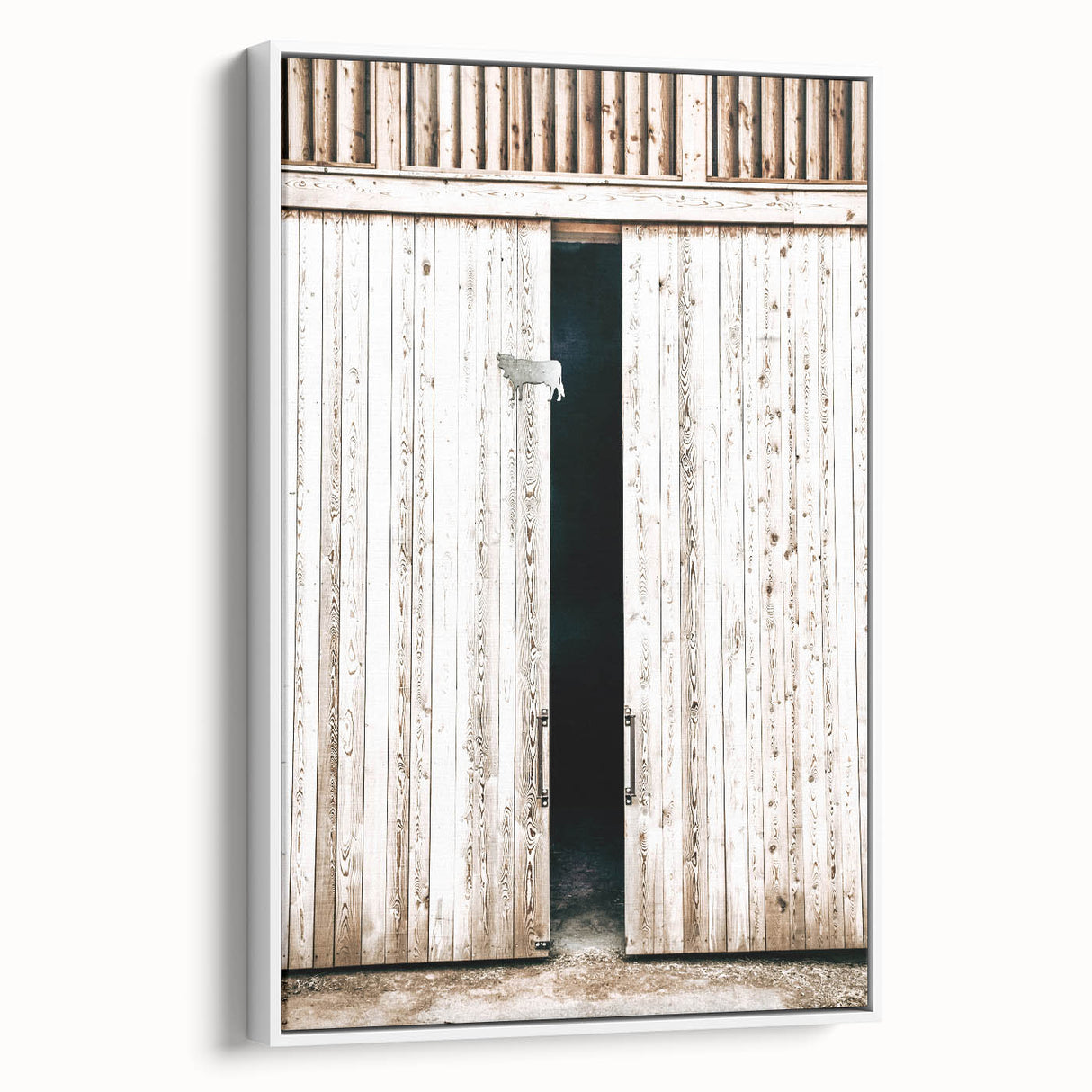 Rustic Farmhouse Wall Art with Wooden Barn Door - Vintage Country Style