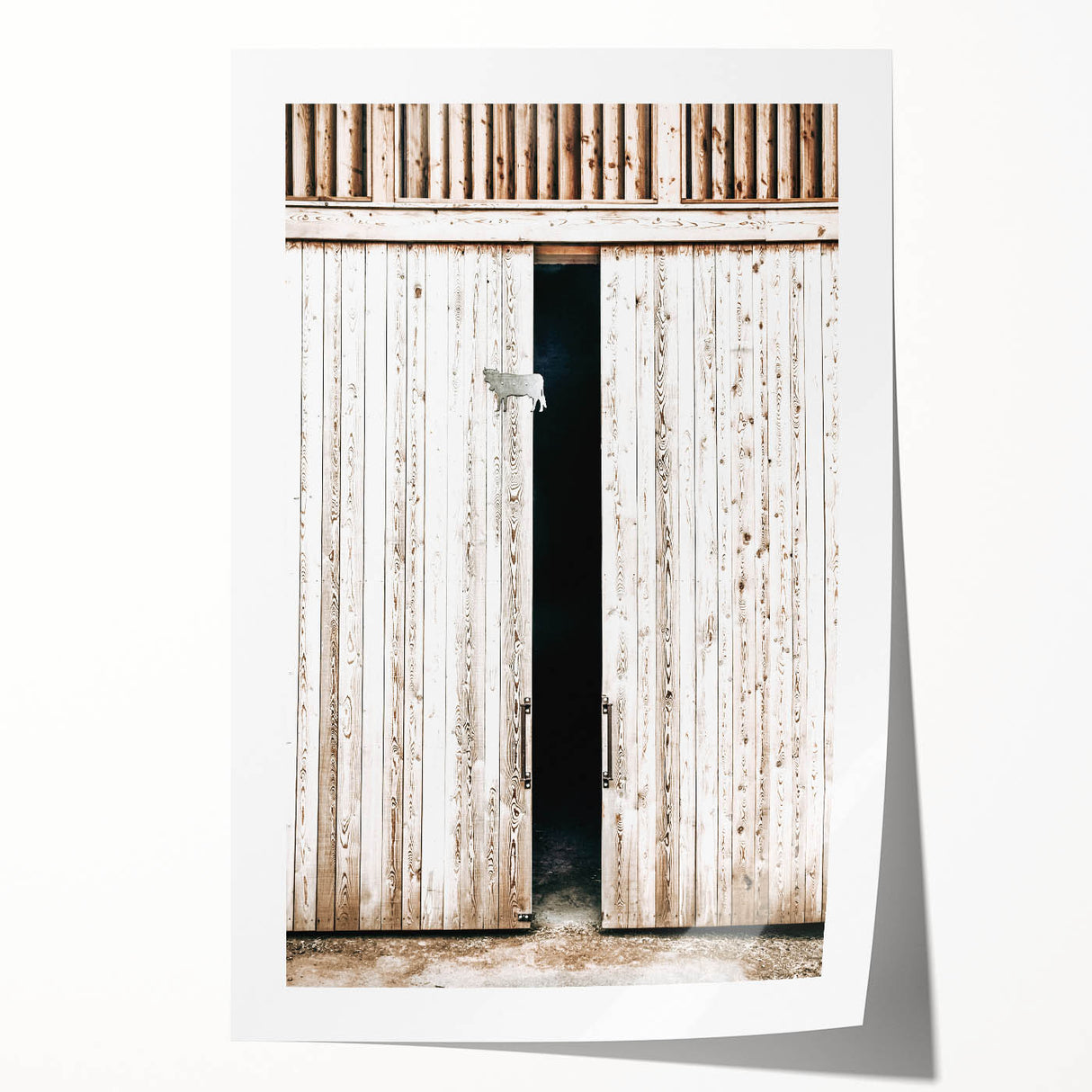 Rustic Farmhouse Wall Art with Wooden Barn Door - Vintage Country Style