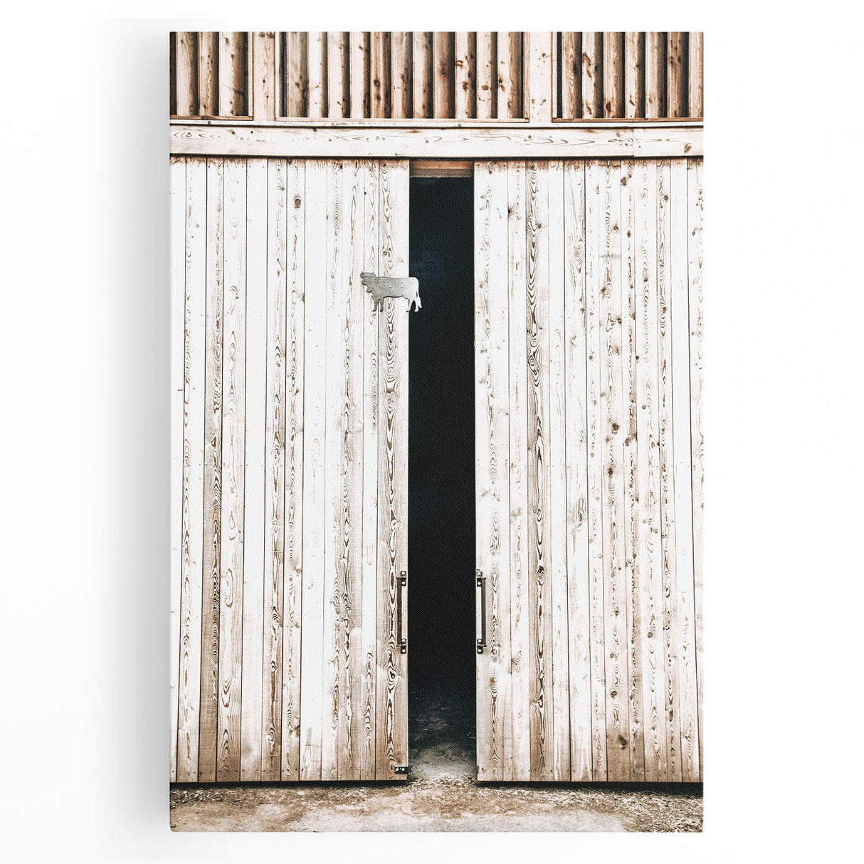 Rustic Farmhouse Wall Art with Wooden Barn Door - Vintage Country Style