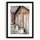 Rustic Farmhouse Barn Door Wall Art with Milk Cans - Country Style Decor