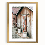 Rustic Farmhouse Barn Door Wall Art with Milk Cans - Country Style Decor