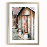 Rustic Farmhouse Barn Door Wall Art with Milk Cans - Country Style Decor