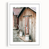 Rustic Farmhouse Barn Door Wall Art with Milk Cans - Country Style Decor