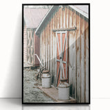 Rustic Farmhouse Barn Door Wall Art with Milk Cans - Country Style Decor