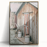 Rustic Farmhouse Barn Door Wall Art with Milk Cans - Country Style Decor