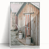 Rustic Farmhouse Barn Door Wall Art with Milk Cans - Country Style Decor