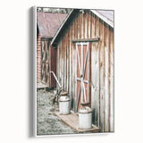 Rustic Farmhouse Barn Door Wall Art with Milk Cans - Country Style Decor
