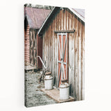Rustic Farmhouse Barn Door Wall Art with Milk Cans - Country Style Decor