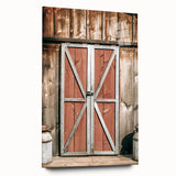 Rustic Barn Door Wall Art - Vintage Farmhouse Style with Milk Cans