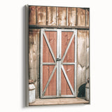 Rustic Barn Door Wall Art - Vintage Farmhouse Style with Milk Cans
