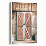Rustic Barn Door Wall Art - Vintage Farmhouse Style with Milk Cans