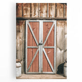 Rustic Barn Door Wall Art - Vintage Farmhouse Style with Milk Cans
