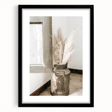 Rustic Farmhouse Wall Art: Antique Milk Can with Pampas Grass Décor
