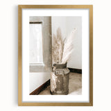 Rustic Farmhouse Wall Art: Antique Milk Can with Pampas Grass Décor