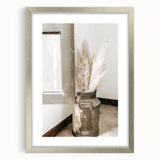 Rustic Farmhouse Wall Art: Antique Milk Can with Pampas Grass Décor