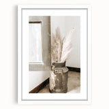 Rustic Farmhouse Wall Art: Antique Milk Can with Pampas Grass Décor