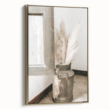 Rustic Farmhouse Wall Art: Antique Milk Can with Pampas Grass Décor