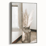 Rustic Farmhouse Wall Art: Antique Milk Can with Pampas Grass Décor