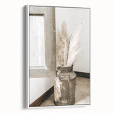 Rustic Farmhouse Wall Art: Antique Milk Can with Pampas Grass Décor