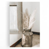 Rustic Farmhouse Wall Art: Antique Milk Can with Pampas Grass Décor
