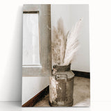 Rustic Farmhouse Wall Art: Antique Milk Can with Pampas Grass Décor
