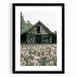 Vintage Farmhouse Wall Art: Rustic Barn with Dandelion Meadow