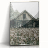 Vintage Farmhouse Wall Art: Rustic Barn with Dandelion Meadow